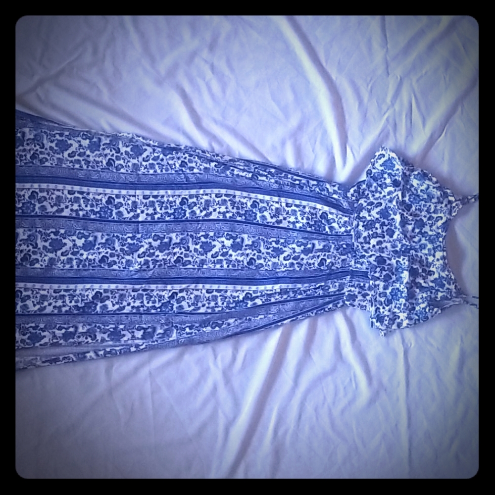 Blue print maxi sun dress